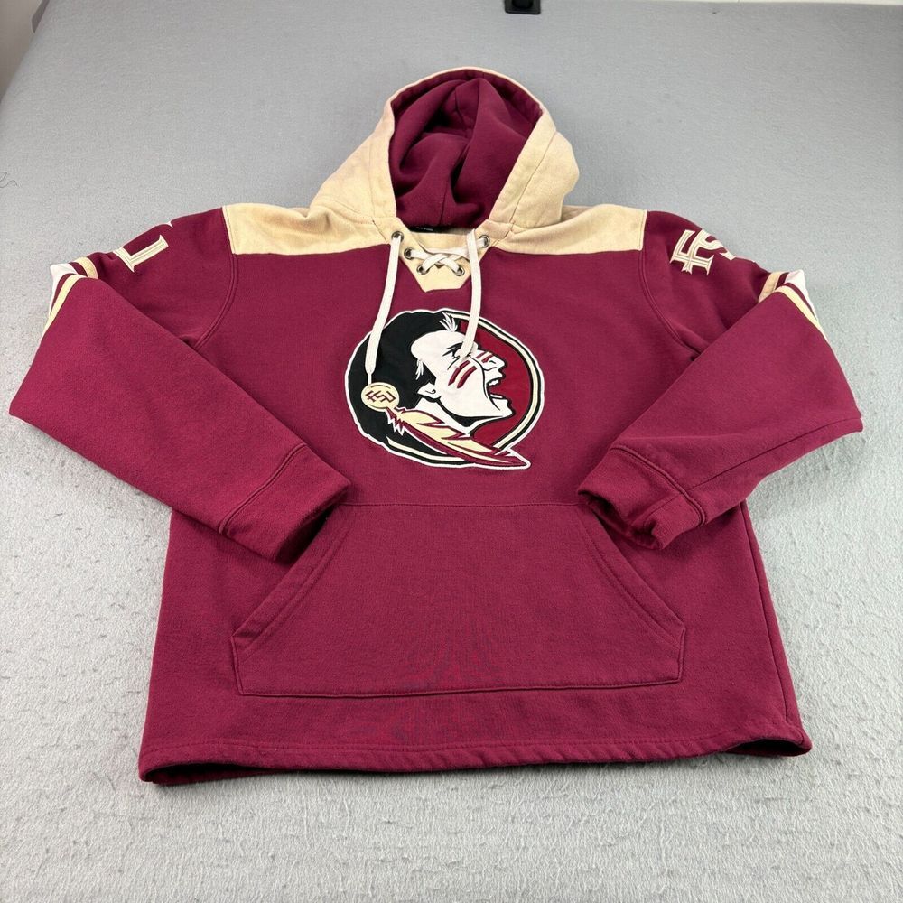 Florida State Seminoles Hoodie Mens Medium Red Pullover Embroidered Sweatshirt